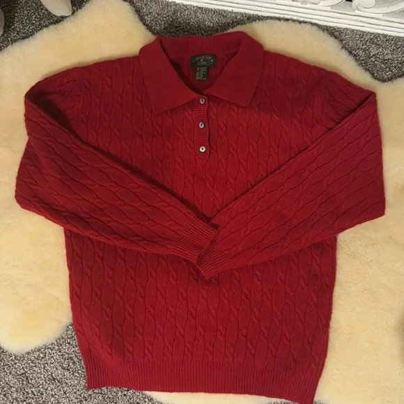Charter club classic vintage lambswool angora rabbit polo cable knit sweater - Picture 1 of 3